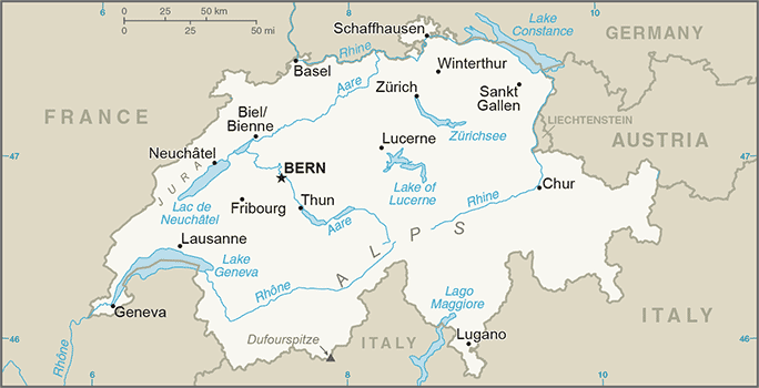 Map of Switzerland